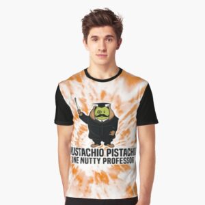Orange tie-dye MUSTACHIO PISTACHIO Graphic T-Shirt