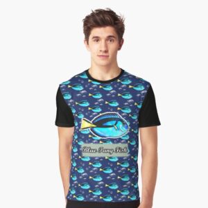 Blue Tang Fish Theme Graphic T-Shirt