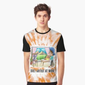 Orange tie-dye QUIET ARTIST AT WORK Graphic T-Shirt