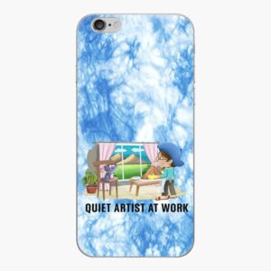 Blue tie-dye QUIET ARTIST AT WORK iPhone Skin